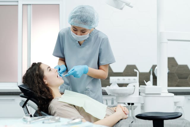 Dentist and woman